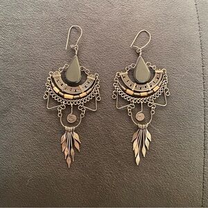 Unique Silver Dangle Earrings with hematite